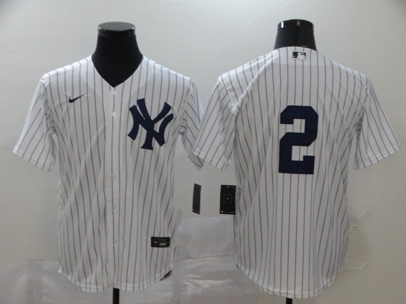 Men New York Yankees 2 No name White Nike Game MLB Jerseys1